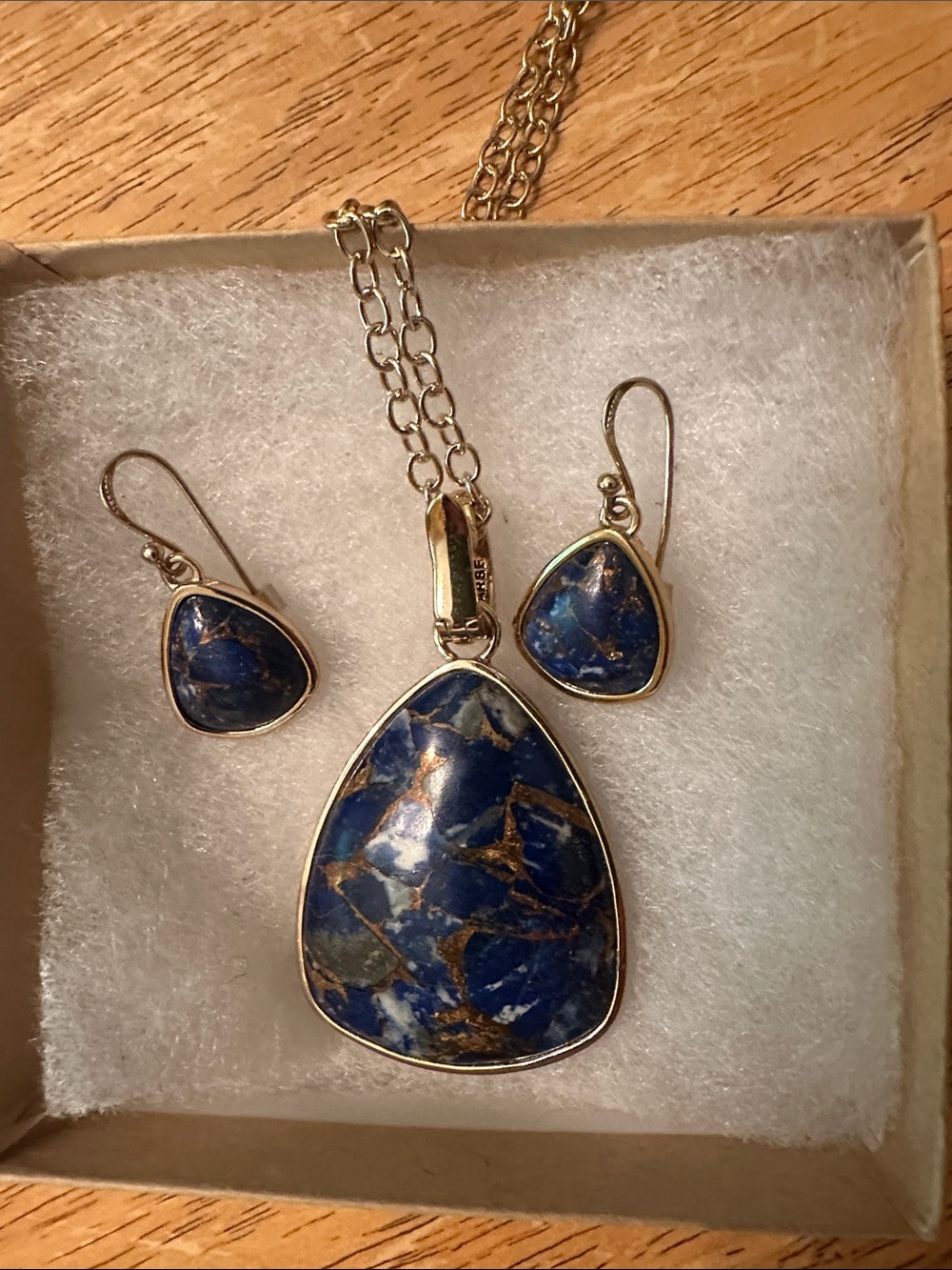 Barse Thailand Sodalite Pendant and Matching Earring Set - Excellent Condition